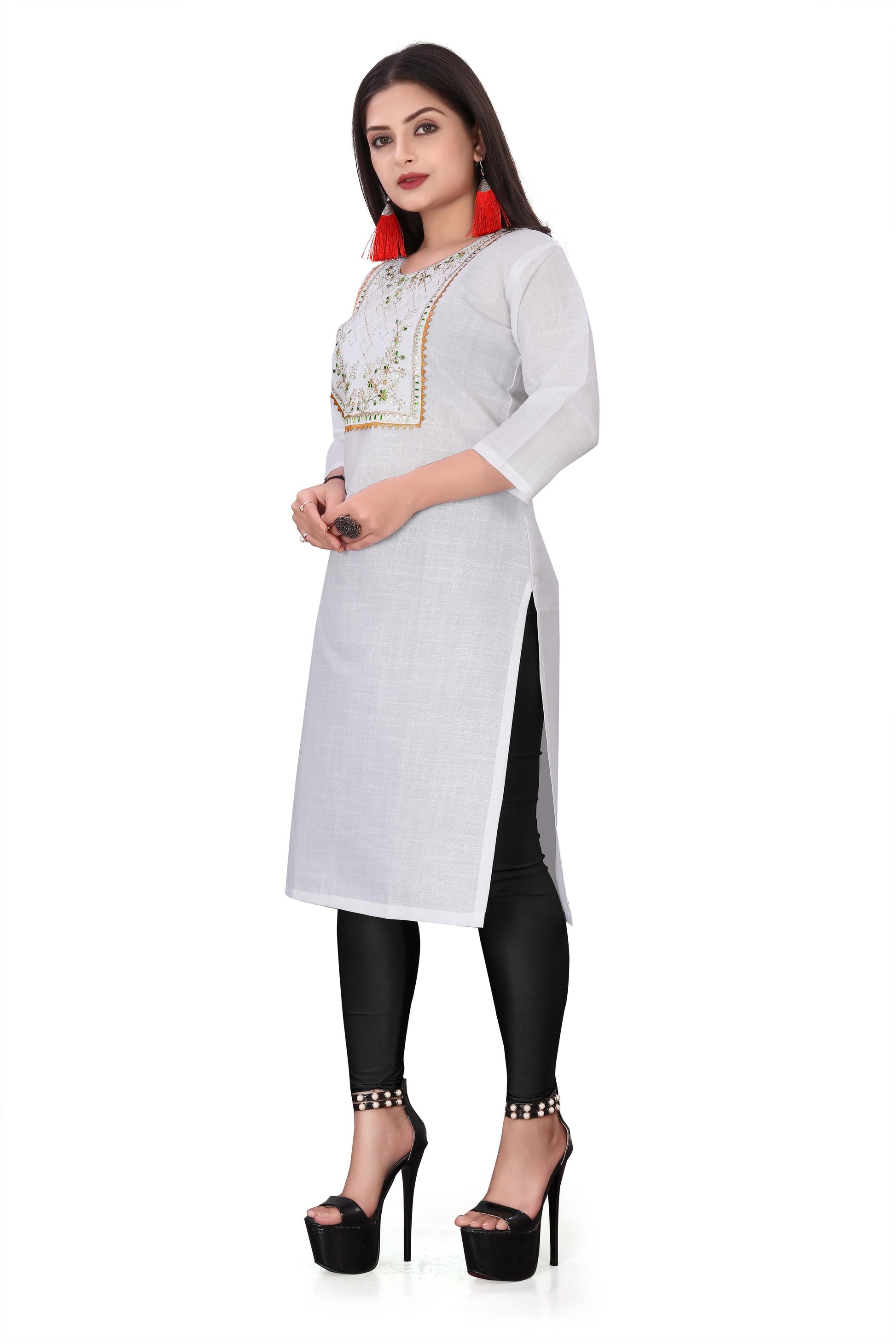 Women's Embroidery Cotton Slub Kurti gj10p0-70