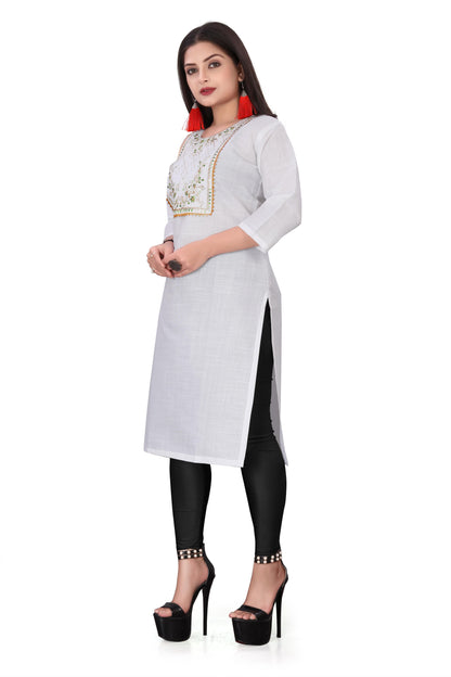 Women's Embroidery Cotton Slub Kurti gj10p0-70
