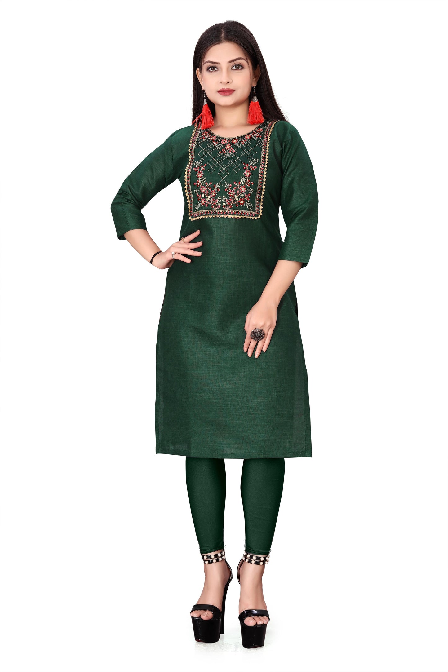 Women's Embroidery Cotton Slub Kurti gj10p0-70