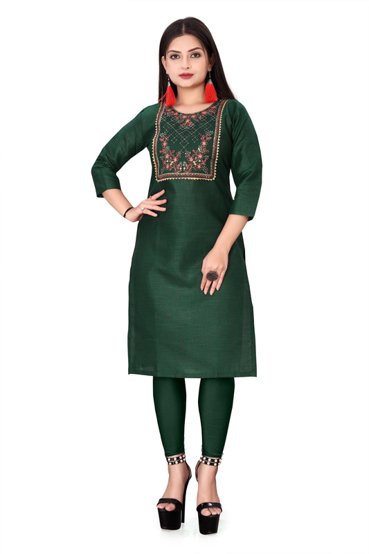 Women's Embroidery Cotton Slub Kurti gj10p0-70