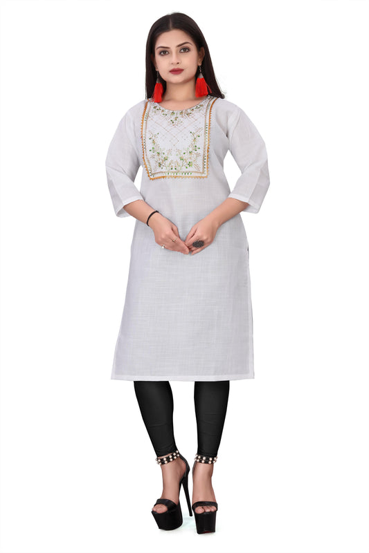Women's Embroidery Cotton Slub Kurti gj10p0-70
