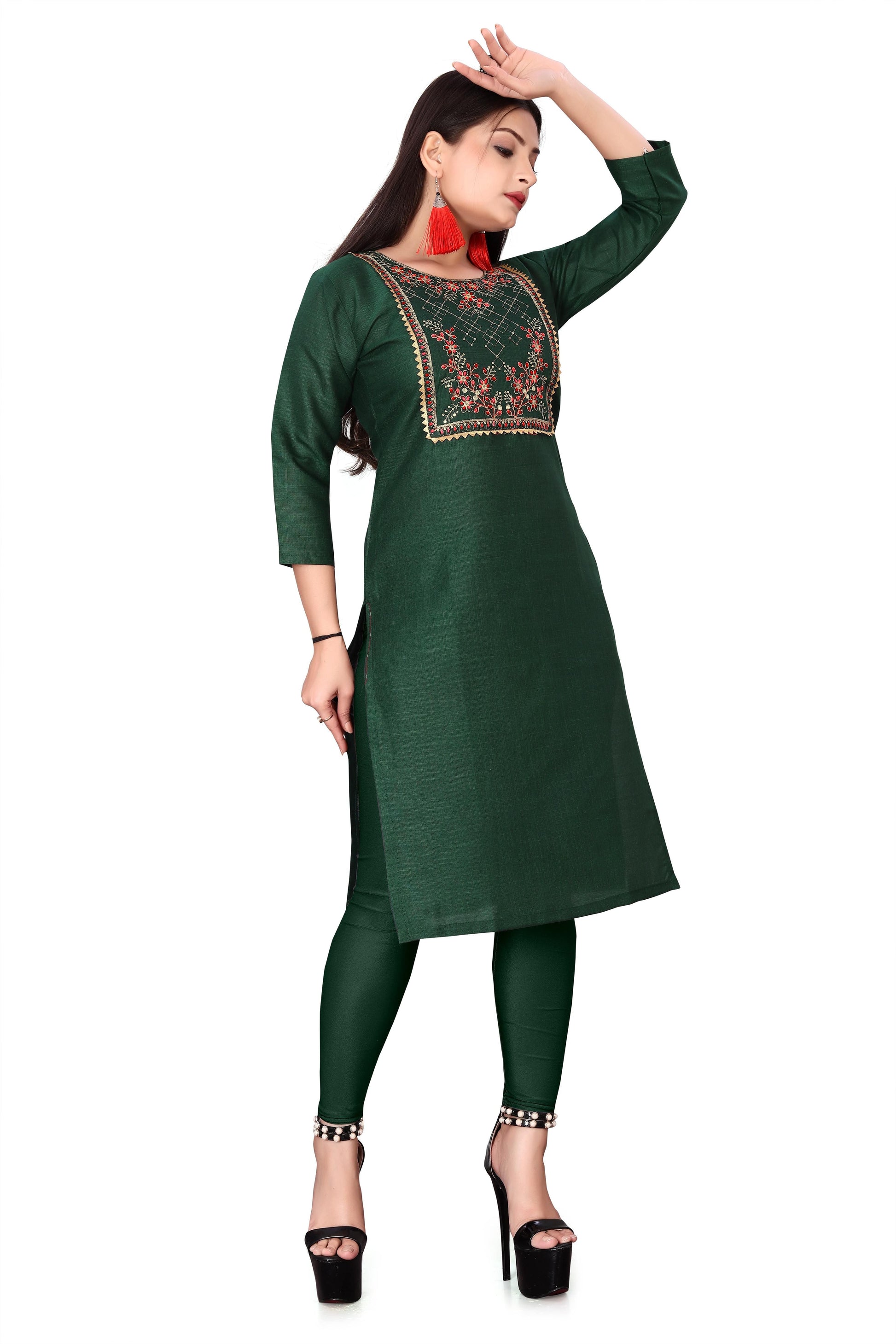 Women's Embroidery Cotton Slub Kurti gj10p0-70